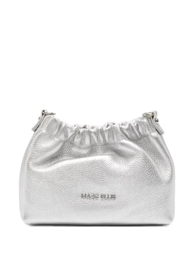 Marc Ellis Shoulder Bag Helena In Ruched Leather In Silver