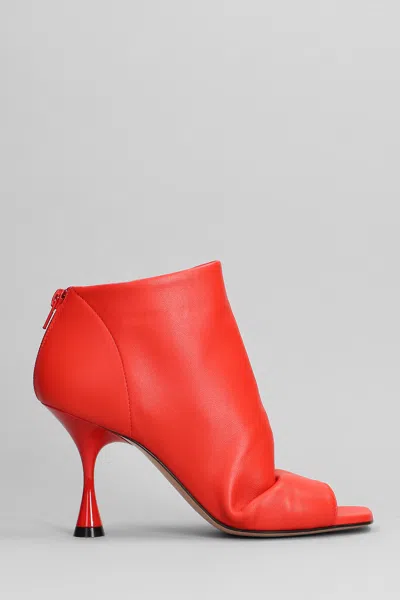 Marc Ellis High Heels Ankle Boots In Red Leather