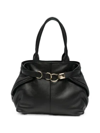 Marc Ellis Josephine Buckle-detail Grained-leather Shoulder Bag In Black