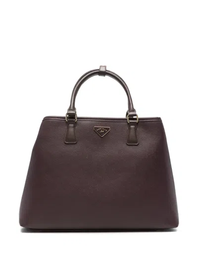 Marc Ellis Kassy M Logo-plaque Saffiano-effect Tote Bag In Burgundy