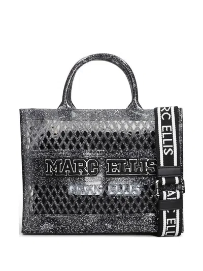 Marc Ellis Kleine Flat Sponge Tote Bag Mit Glitter-optik In Black