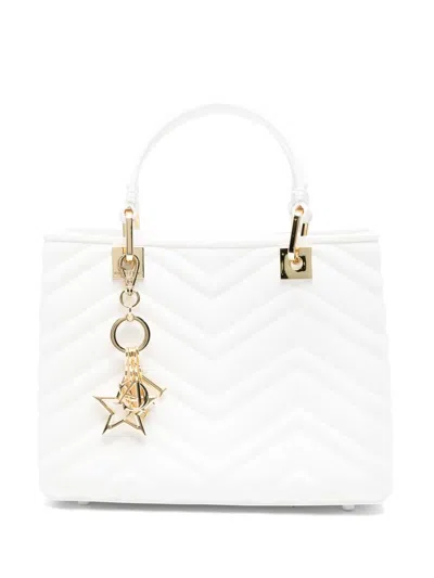 Marc Ellis Krissy Tote Bag With Star Charm And Chevron Quilting. In White