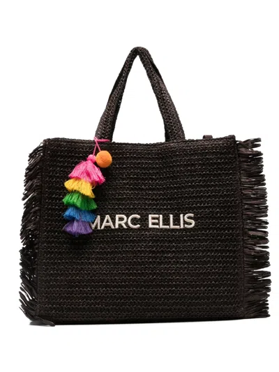 Marc Ellis Large Buby S. Claire Fringe-trimmed Logo-embroidered Tote Bag In Brown