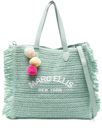 Marc Ellis Large Embroidered-logo Tote Bag In Green