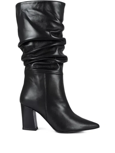Marc Ellis Leather Block-heel Boots In Black