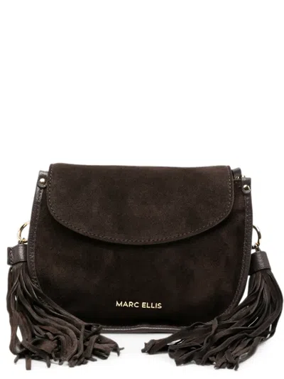Marc Ellis Lima M Cm Fringed Suede Shoulder Bag In Brown
