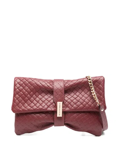 Marc Ellis Logo-plaque Clutch Bag In Burgundy
