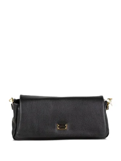 Marc Ellis Logo-plaque Pebbled-effect Clutch Bag In Black