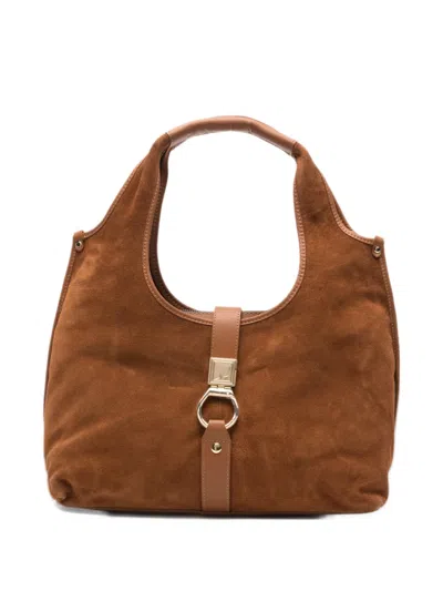 Marc Ellis Maia M Suede-finish Shoulder Bag In Brown