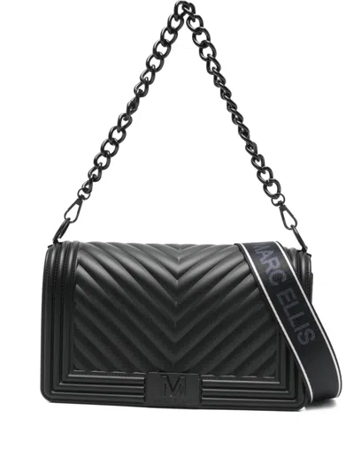 Marc Ellis Medium Chevron Chain-strap Shoulder Bag In Black