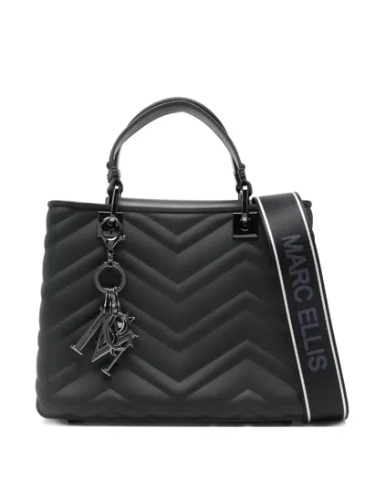 Marc Ellis Medium Chevron Charm Tote Bag In Black