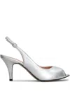 Marc Ellis Metallic-effect Slingback Pumps In Silver