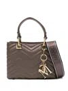 Marc Ellis Quilted Logo-charm Cross Body Bag In Brown