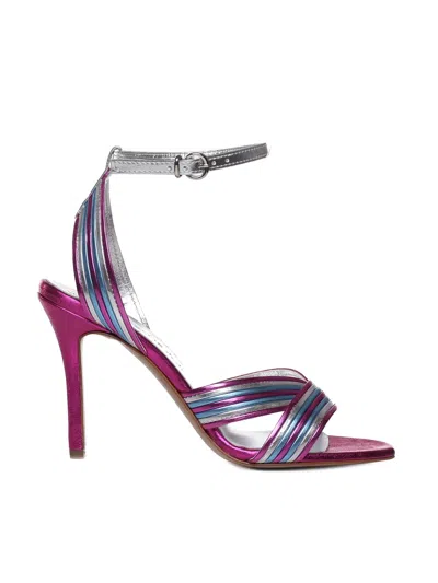 Marc Ellis Sandals With Heel And Lamè Bands In Multicolour
