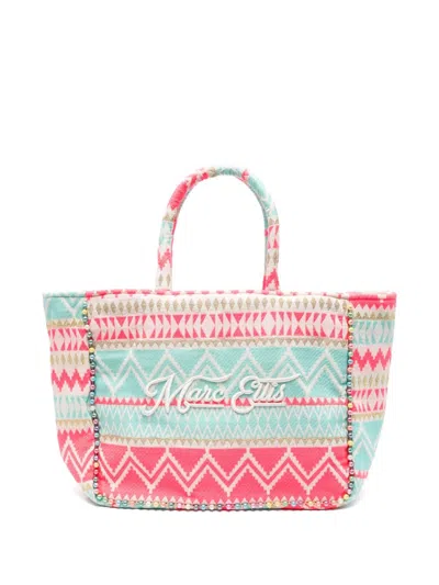 Marc Ellis Shoulder Bag With Bead Decorations And Geometric Pattern In Multi