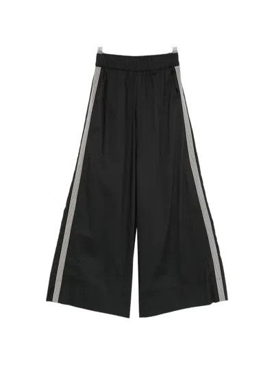 Marc Ellis Side-stripe Wide-leg Trousers In Black