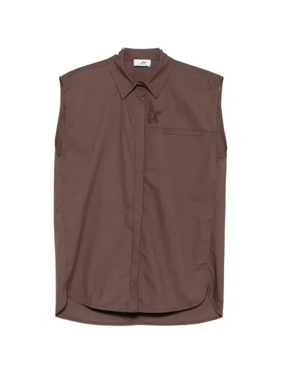 Marc Ellis Sleeveless Logo-embroidered Shirt In Brown