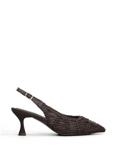 Marc Ellis Woven Slingback Pumps In Brown