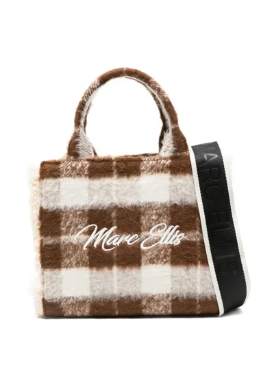 Marc Ellis Small Buby Check Tote Bag In Brown