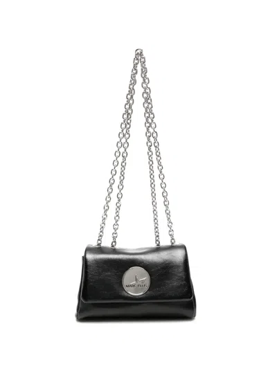 Marc Ellis Small Wenda Logo-plaque Chain-link Shoulder Bag In Black