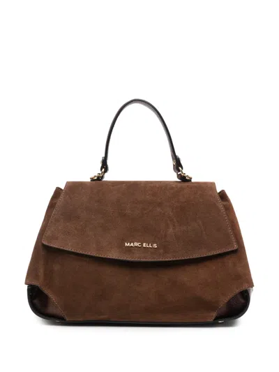 Marc Ellis Spency L Suede-panelled Shoulder Bag In Brown