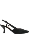 Marc Ellis Square-toe Slingback Heeled Pumps In Black