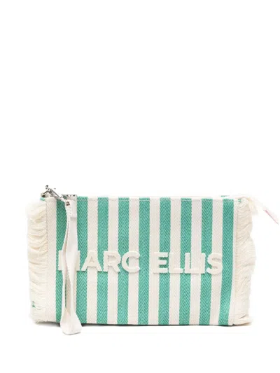 Marc Ellis Striped Fringed Clutch Bag In Green