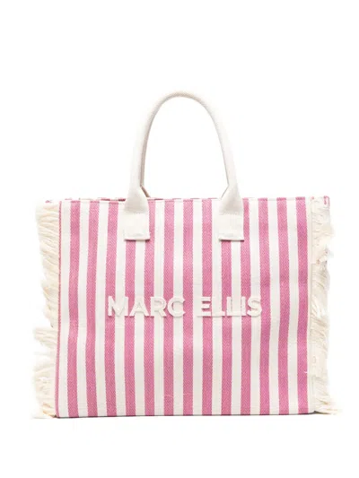 Marc Ellis Striped Fringed Tote Bag In Pink