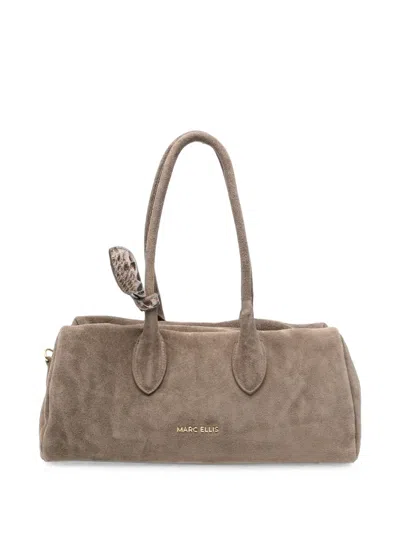 Marc Ellis Suede Logo-lettering Tote Bag In Pink