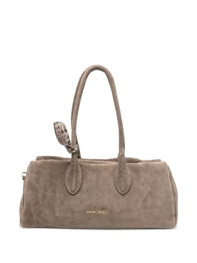 Marc Ellis Suede Tote Bag With Logo In White