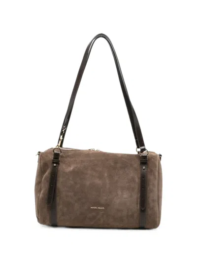 Marc Ellis Suede-finish Logo-plaque Shoulder Bag In Blue
