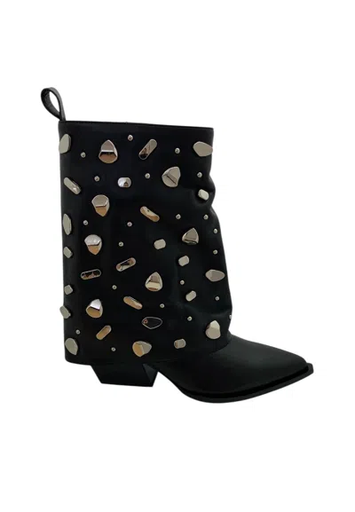 Marc Ellis Texano Heel 7.5 Woman  With Studs In Black