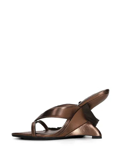 Marc Ellis Tie-fastening Wedge Sandals In Brown