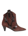 Marc Ellis Woman Ankle Boots Dark Brown Size 6 Leather In Brown
