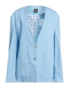 Marc Ellis Woman Jacket Azure Size 8 Cotton, Elastane, Polyester In Blue