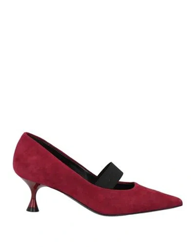 Marc Ellis Woman Pumps Burgundy Size 7 Leather In Red