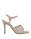 Marc Ellis Woman Sandals Beige Size 8 Leather, Textile Fibers