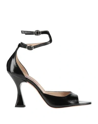 Marc Ellis Woman Sandals Black Size 10 Leather In Multi