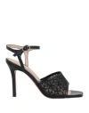 Marc Ellis Woman Sandals Black Size 8 Leather, Textile Fibers In Black