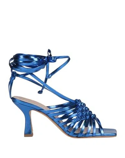 Marc Ellis Woman Sandals Bright Blue Size 7 Leather, Synthetisches Material