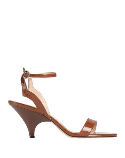 Marc Ellis Woman Sandals Brown Size 8 Leather