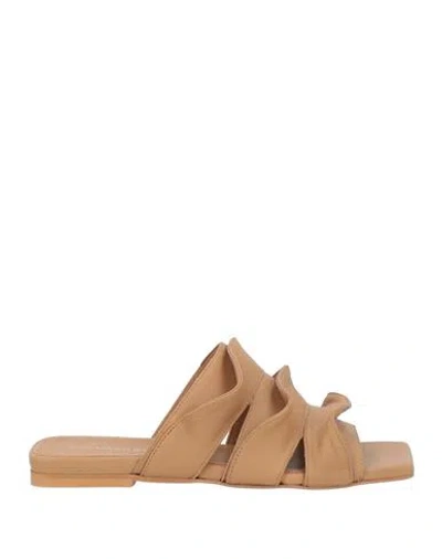 Marc Ellis Woman Sandals Camel Size 6 Soft Leather