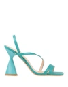 Marc Ellis Woman Sandals Green Size 8 Leather