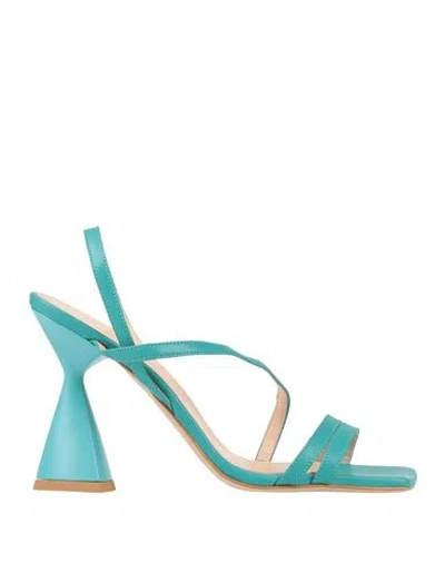 Marc Ellis Woman Sandals Green Size 8 Leather