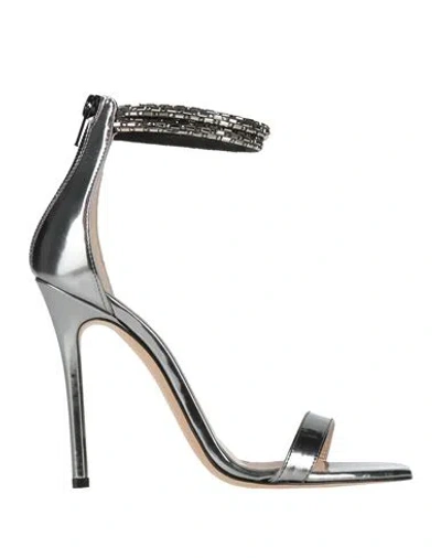 Marc Ellis Woman Sandals Lead Size 6 Leather In Metallic