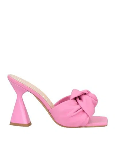 Marc Ellis Woman Sandals Magenta Size 8 Leather