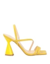 Marc Ellis Woman Sandals Mustard Size 8 Leather In Yellow