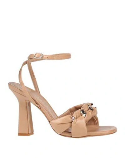 Marc Ellis Woman Sandals Sand Size 8 Leather In Beige