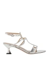 Marc Ellis Woman Sandals Silver Size 8 Leather