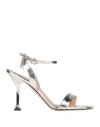 Marc Ellis Woman Sandals Silver Size 9 Leather